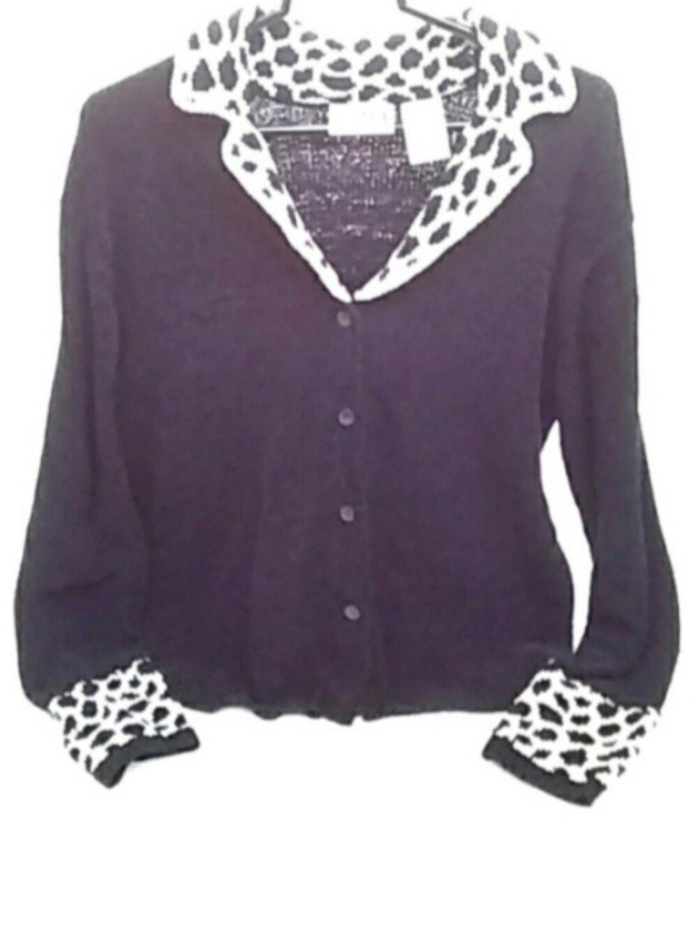 Vintage Erika & Co Black Button Down Sweater | EUC | Animal Print